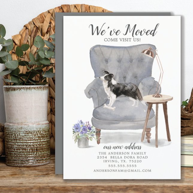 Bordure Collie Chien Nous avons déplacé Faire-part (Créateur téléchargé)