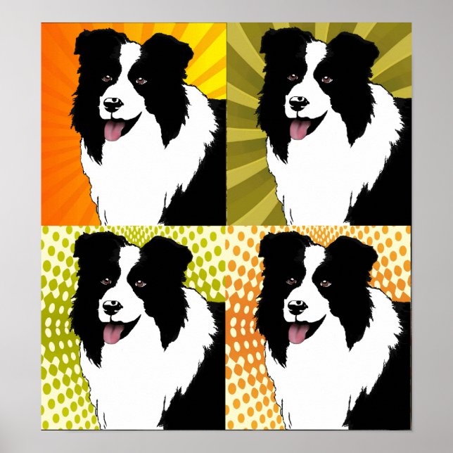 Bordure Collie Chien Pop Poster d'art Artiste orig (Devant)