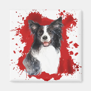 Bordure Collie Chien Rouge Magnet Abstrait