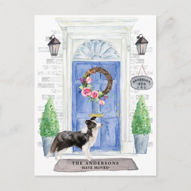 Bordure Collie Moving Faire-part Carte postale (Devant)