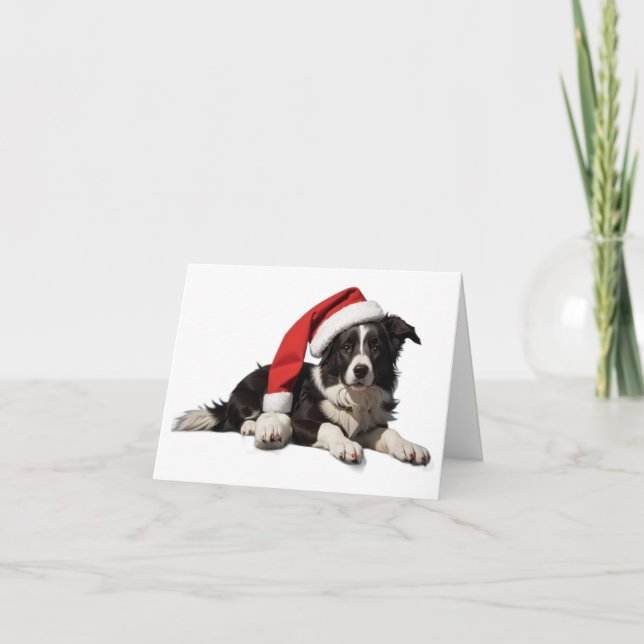 Bordure Collie Noël Chiot de Noël Carte de Noël (Devant)