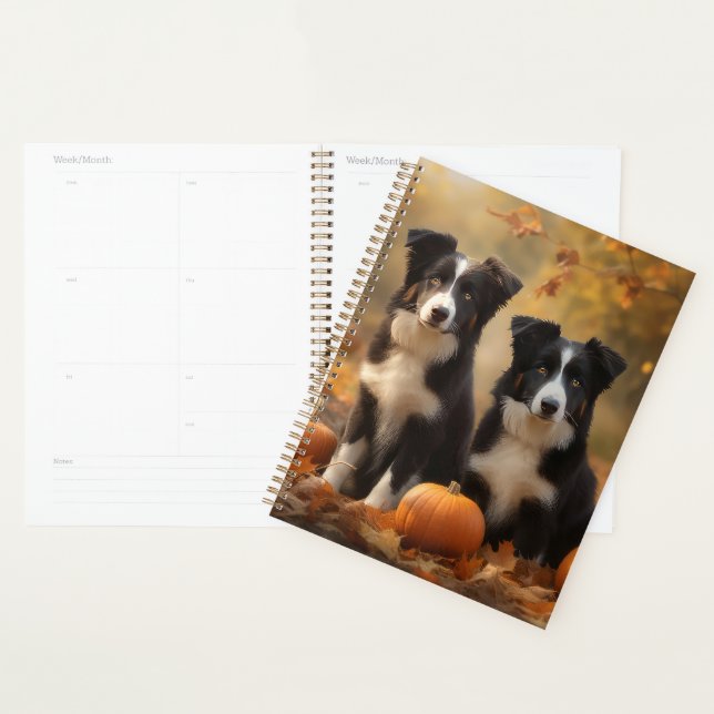 Bordure Collie Puppy Automne Citrouille de plaisir (Devant avec enveloppe)