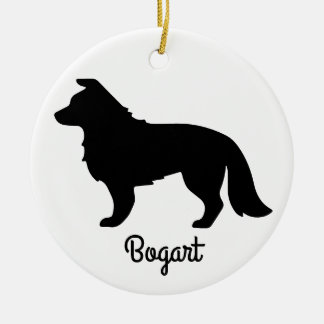 Bordure Collie Silhouette Ornement en céramique
