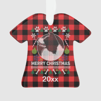 Bordure Collie Vilain Sweat de Noël Rouge Plaid