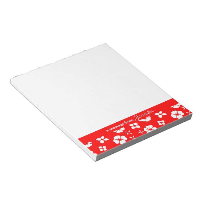 Bordure de fleurs rouge/blanc Bloc-notes personnal (Incliné)