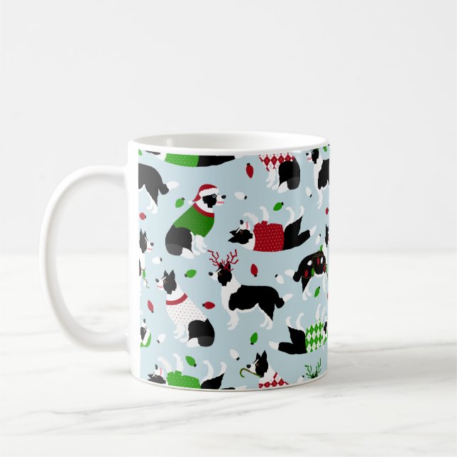 Bordure de Noël Collie Café Mug (Gauche)