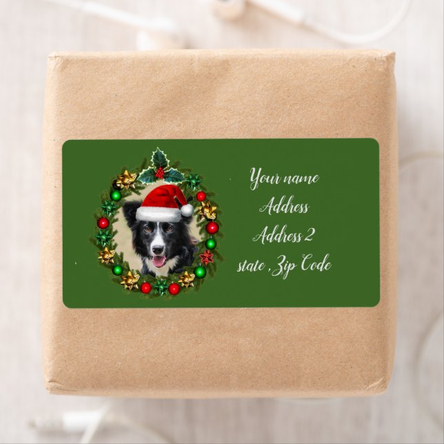 Bordure de Noël Collie expédition étiquettes de ad (En situation)