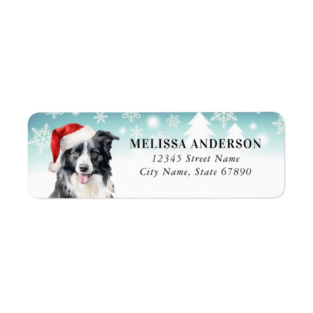 Bordure de Noël Collie Retourner l'adresse Étiquet (Devant)