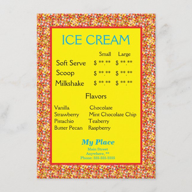 Bordure de paillettes de menu de glace (Devant)