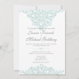 Bordure dentelle délicate Invitations de mariage 5