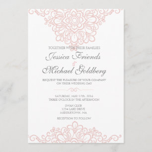 Bordure dentelle délicate Invitations de mariage 5