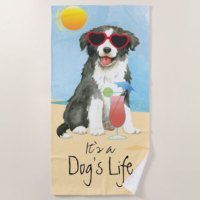 Bordure d'été Serviette de plage Collie Beach (Devant)