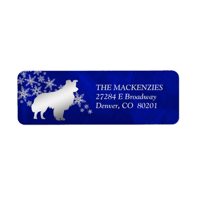 Bordure d'hiver bleue Collie Adresse de retour (Devant)