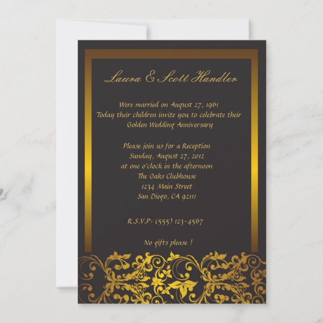 Bordure d'or - invitation du 50e anniversaire (Devant)