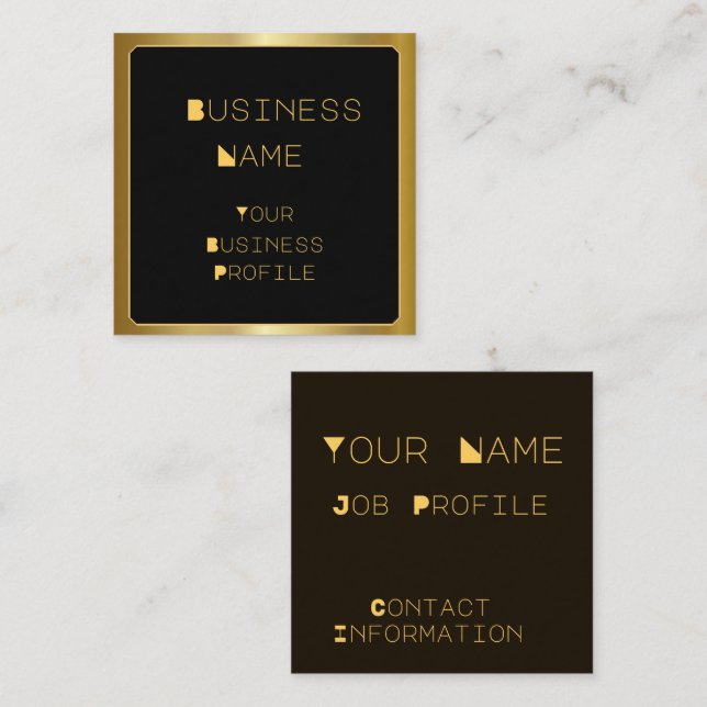 Bordure d'or sur le Carte de visite de police noir (Devant / Derrière)