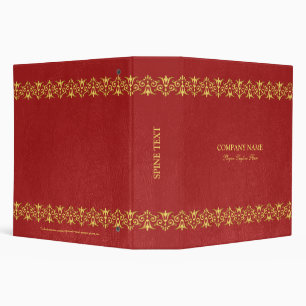 Bordure en cuir rouge or 3 Classeur en anneau