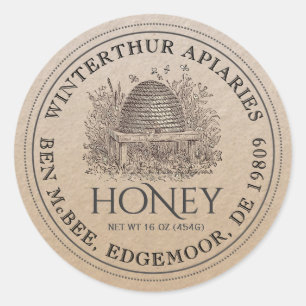 Bordure en pointillé du Étiquette Kraft Honey Jar