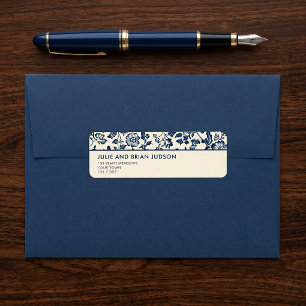 Bordure florale Delft bleue et crème pour adresse