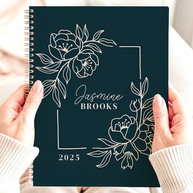 Bordure florale turquoise 2025 Nom personnalisé (Créateur téléchargé)