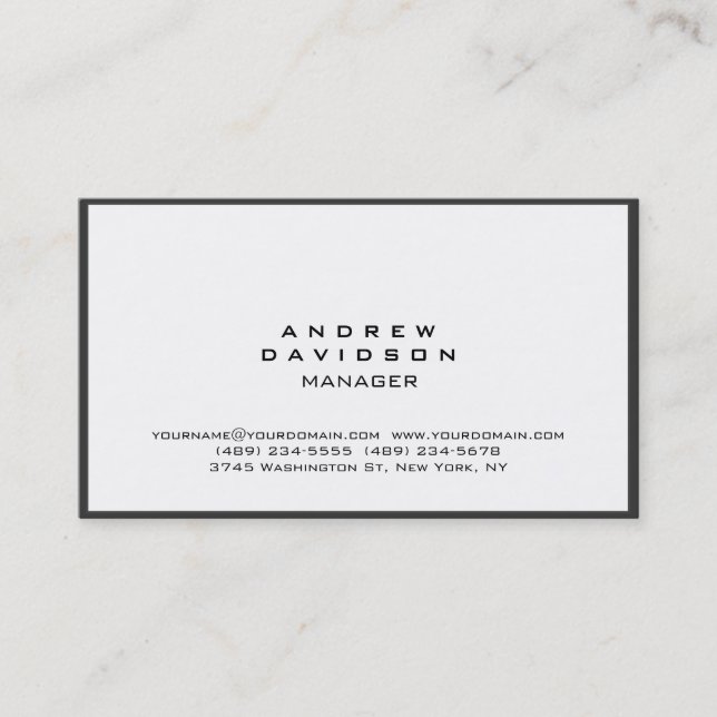 Bordure gris blanc Trendy Plain Chic Carte de visi (Devant)