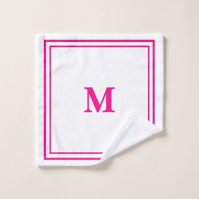 Bordure minimale épaisse rose chaud Preppy (Gant de toilette)