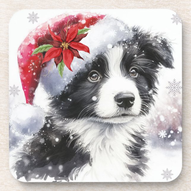Bordure noire et blanche Collie dessous de verre e (Devant)