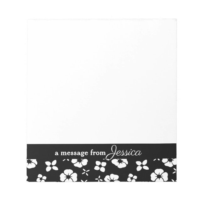 Bordure noire Flower personnalisé Bloc-notes (Devant)