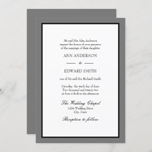 Bordure noire gris - Faire-part de mariage de mari