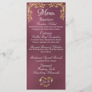 Bordure or sur le menu Mariage Lavender