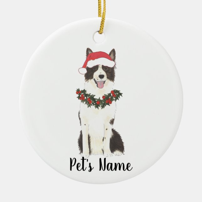 Bordure personnalisée Collie Ornement en céramique (Devant)
