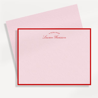 Bordure rose et rouge Carte de papier à lettres mo