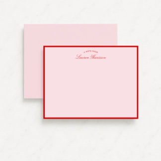 Bordure rose et rouge Carte de papier à lettres mo