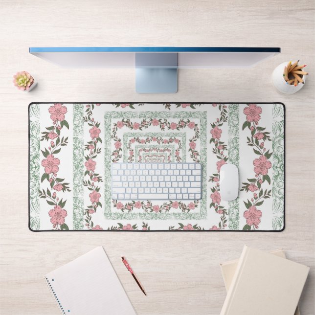 Bordure rose verte Retro Y2K les années 70 Motif d (Bureau 1)