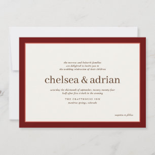 Bordure rouge Vin Faire-part de mariage simple