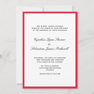 Bordure simple rouge noir faire-part de mariage