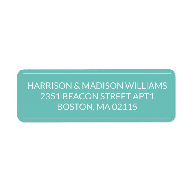 Bordure simple turquoise blanc Adresse de retour (Devant)