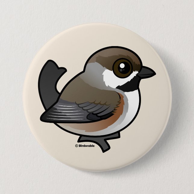 Boreal Chickadee 3 Inch Round Button (Front)