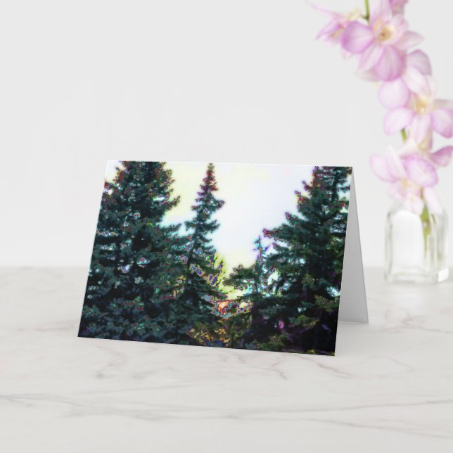 Boreal Forest Trees Canada Artsy Artistic Colourfu Card (Orchid)