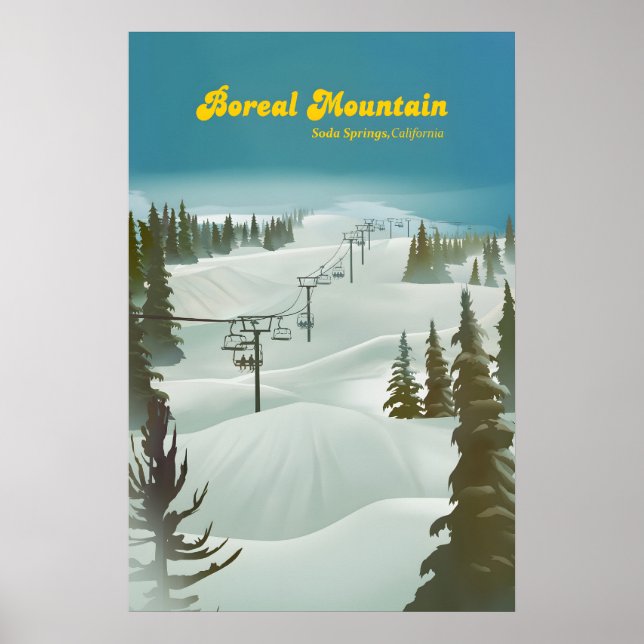 Boreal Mountain Ski Resort Travel Poster (Front)