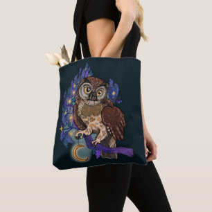 Boreal Night Tree Owl Tote Bag