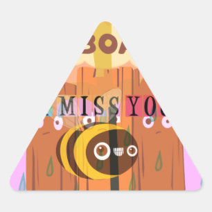  Bored Bee: A Rainy Day Mood. "I Miss You" Triangle Sticker