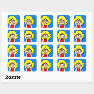 Bored Blonde Square Sticker