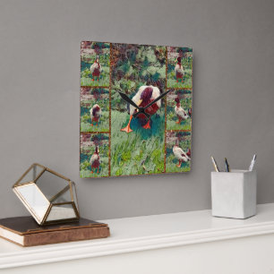 Bored Duck Photo Collage, Square Wall Clock