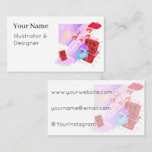 Bored Kawaii Bean and Chocolate Dreams Business Card