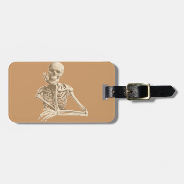 Bored Skeleton Luggage Tag (Front Horizontal)