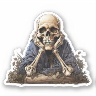 Bored Skeleton Sitting In Forest Cool Skeleton