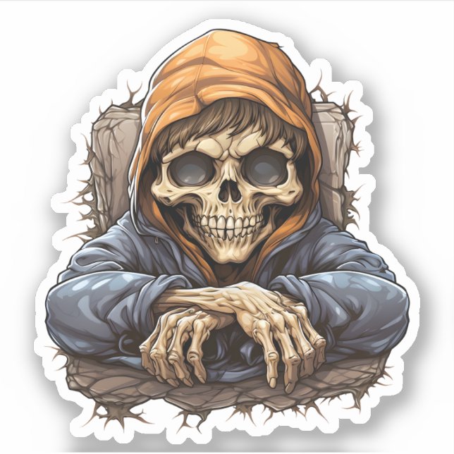Bored Skeleton Sitting In Forest Cool Skeleton (Front)