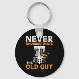 Boredkoalas Never Underestimate Old Guy Disc Golf Keychain