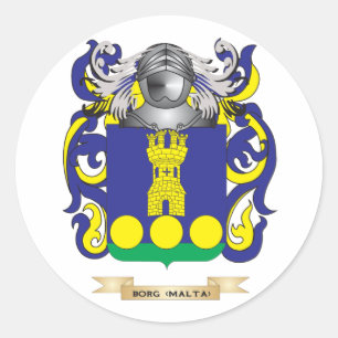 Borg-(Malta) Coat of Arms (Family Crest) Classic Round Sticker
