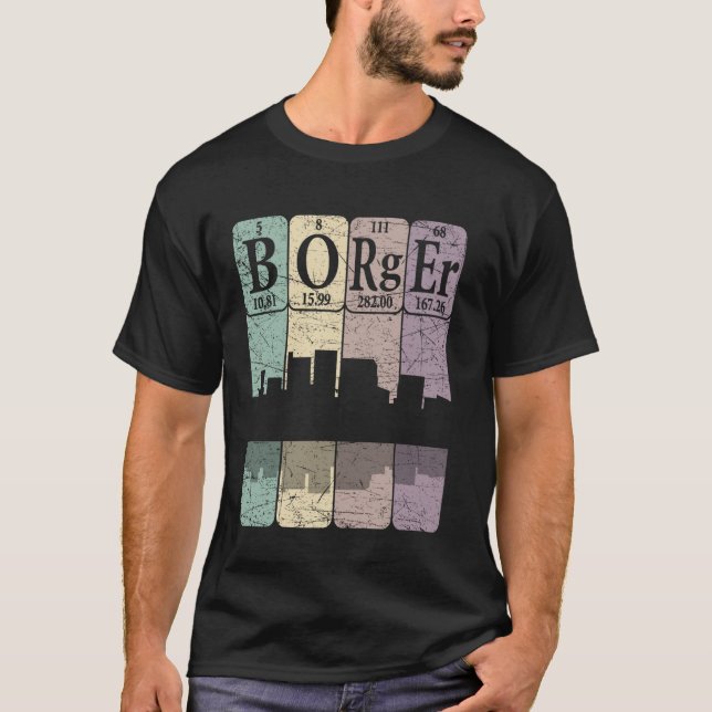 Borger Periodic Table Elements Borger Texas Retro T-Shirt (Front)